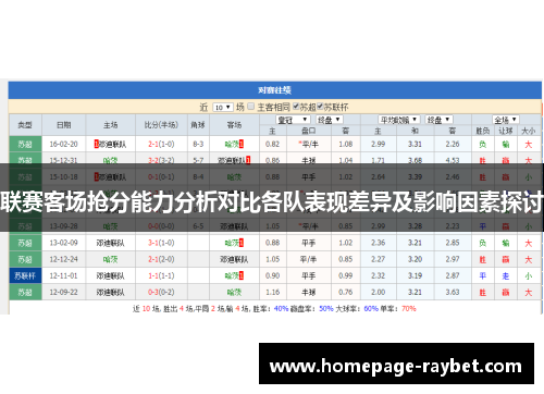 联赛客场抢分能力分析对比各队表现差异及影响因素探讨